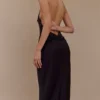 Rinna Satin Halter Maxi Dress – Black