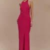 Rinna Satin Halter Maxi Dress – Pink Cherry Rinna Satin Halter Maxi Dress – Pink Cherry