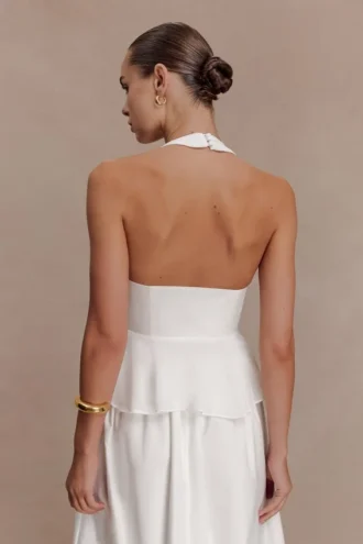 River Halter Neck Sleeveless Top – White