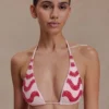 Robyn Beaded Triangle Bikini Top – Pink