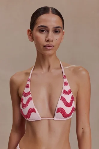 Robyn Beaded Triangle Bikini Top – Pink Robyn Beaded Triangle Bikini Top – Pink