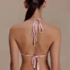 Robyn Beaded Triangle Bikini Top – Pink