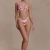 Robyn Beaded Triangle Bikini Top – Pink