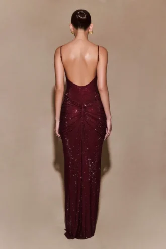 Roisin Diamante Maxi Dress – Mahogany
