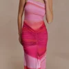 Roisin Slinky Maxi Dress – Pink Sunset Print