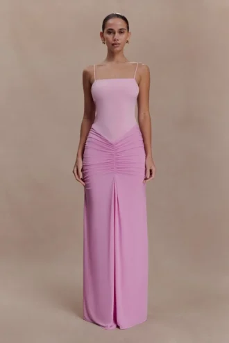 Roisin Slinky Maxi Dress – Powder Pink