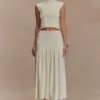 Romaine High Neck Bandage Knit Top – Ivory Romaine High Neck Bandage Knit Top – Ivory