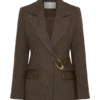 Romy Structured Blazer With Hardware – Herringbone