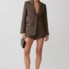 Romy Structured Blazer With Hardware – Herringbone