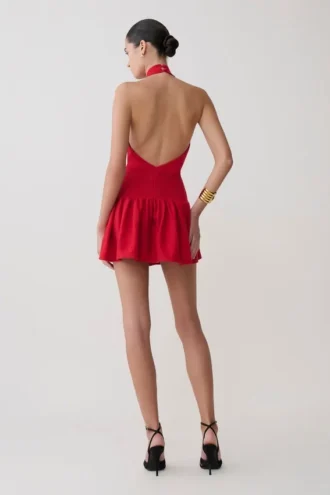 Rory Halter Mini Knit Dress – Red