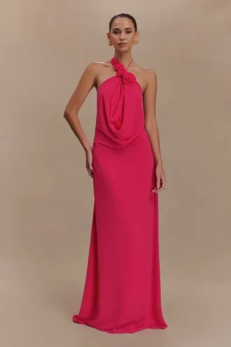 Rosalia Cowl Neck Maxi Dress – Raspberry