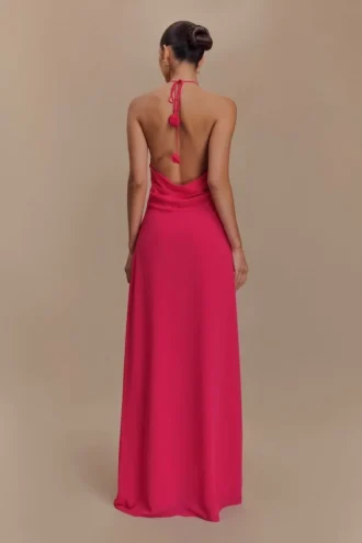 Rosalia Cowl Neck Maxi Dress – Raspberry