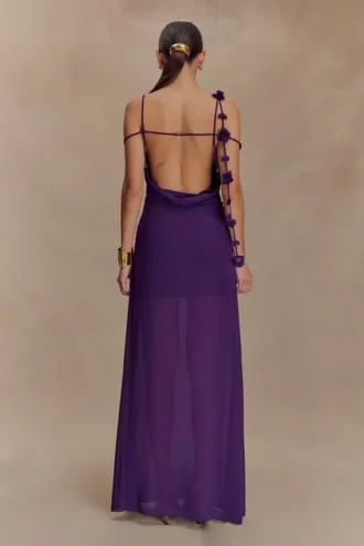Rosalie Floral Chiffon Maxi Dress – Purple