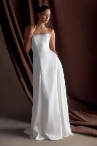 Rosella Satin Strapless Maxi Dress – White