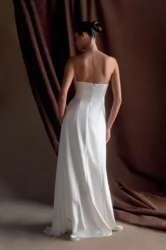 Rosella Satin Strapless Maxi Dress – White