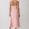 Rosie Linen Halter Midi Dress – Pink