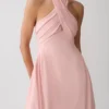 Rosie Linen Halter Midi Dress – Pink
