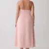 Rosie Linen Halter Midi Dress – Pink