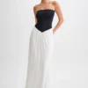 Ruby Strapless Slinky Maxi Dress – Black/White Ruby Strapless Slinky Maxi Dress – Black/White