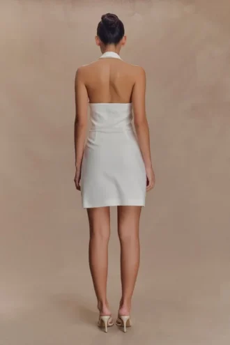 Ruth Cotton Halter Mini Dress – Ivory
