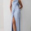 Ryn Twisted One Shoulder Maxi Dress – Sky Blue