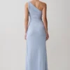 Ryn Twisted One Shoulder Maxi Dress – Sky Blue