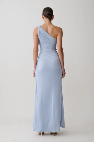 Ryn Twisted One Shoulder Maxi Dress – Sky Blue