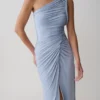Ryn Twisted One Shoulder Maxi Dress – Sky Blue
