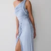 Ryn Twisted One Shoulder Maxi Dress – Sky Blue