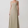 Salma Drop Waist Cotton Maxi Dress – Sage
