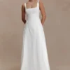 Salma Drop Waist Cotton Maxi Dress – White Salma Drop Waist Cotton Maxi Dress – White
