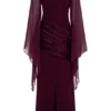 Samantha Waterfall Sleeves Maxi Dress – Wine Samantha Waterfall Sleeves Maxi Dress – Wine