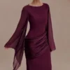 Samantha Waterfall Sleeves Maxi Dress – Wine Samantha Waterfall Sleeves Maxi Dress – Wine