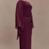 Samantha Waterfall Sleeves Maxi Dress – Wine Samantha Waterfall Sleeves Maxi Dress – Wine