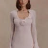 Samira Knit Long Sleeve Mini Dress – Misty Rose Samira Knit Long Sleeve Mini Dress – Misty Rose