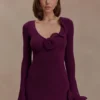 Samira Knit Long Sleeve Mini Dress – Plum Samira Knit Long Sleeve Mini Dress – Plum