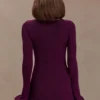 Samira Knit Long Sleeve Mini Dress – Plum Samira Knit Long Sleeve Mini Dress – Plum