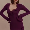 Samira Knit Long Sleeve Mini Dress – Plum Samira Knit Long Sleeve Mini Dress – Plum