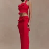 Samira Knit Wired Maxi Skirt – Red