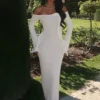 Sandrine Off Shoulder Knit Maxi Dress – White Sandrine Off Shoulder Knit Maxi Dress – White