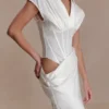 Saphira Shirt Corset Maxi Dress – White