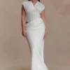 Saphira Shirt Corset Maxi Dress – White