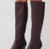 Sarah Faux Leather Crocodile Boot – Chocolate