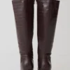 Sarah Faux Leather Crocodile Boot – Chocolate