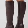 Sarah Faux Leather Crocodile Boot – Chocolate