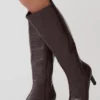 Sarah Faux Leather Crocodile Boot – Chocolate