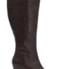 Sarah Faux Leather Crocodile Boot – Chocolate
