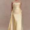 Sarah Strapless Maxi Dress With Waist Tie – Lemon