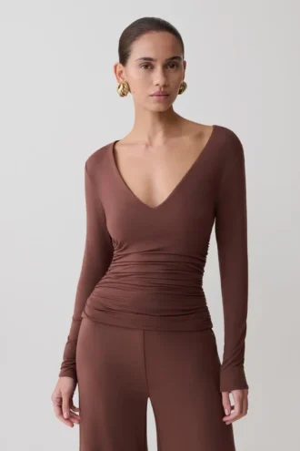 Sari Long Sleeve Modal Top – Chocolate