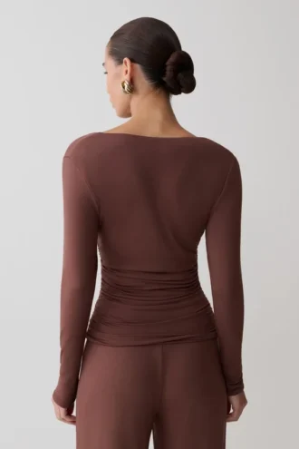 Sari Long Sleeve Modal Top – Chocolate